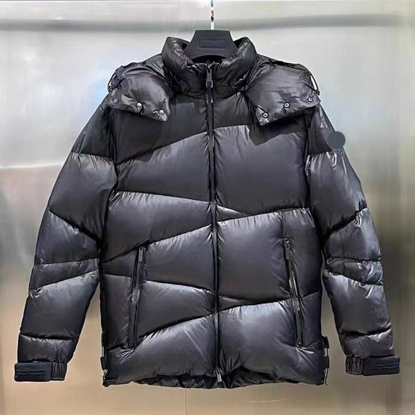 Parkas Mens jaqueta de inverno designer para baixo casaco feminino preto emblema geométrico acolchoado em pé pescoço com capuz jaqueta casal engrossado wa