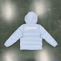 Parkas Online Celebrity, de nieuwste trapstar donskatoenen jas voor heren, ijsblauw, afneembare patch met capuchon, Brits modemerk