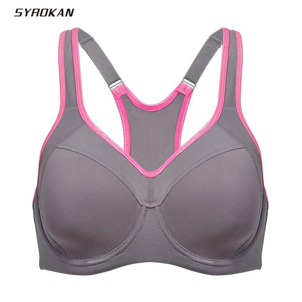 Parkas Syrokan Sports Bra Mujeres Poliamida Full Support High Impact Racerback Ligera Ligera Ligada 2023 Nuevo bras a prueba de amortiguadores