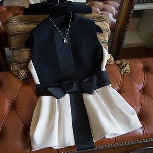 Parkas Vest Women 2023 Nieuwe mode Hoogwaardige Elegant Bow Patten Veste Femme Mouwloze Jackets Jacks Spring Waistcoat Colete Feminino
