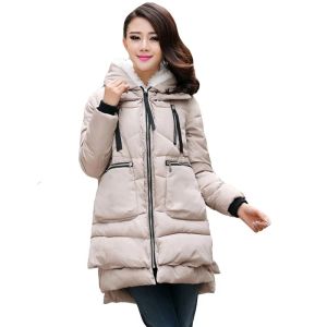 Parkas Abrigo de invierno Chaqueta acolchada de algodón Chaqueta verde militar para mujer Parkas cálidas informales de gran tamaño Ropa de abrigo gruesa con capucha Moda coreana