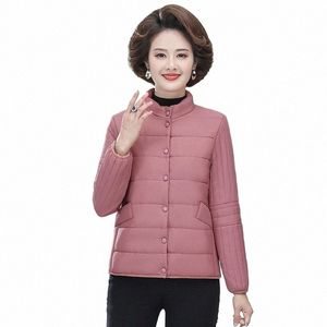 Parkas femmes veste de baseball légère automne hiver veste courte chaude moyen âge femme cott-rembourré hauts mère manteau Cott h9b9 #