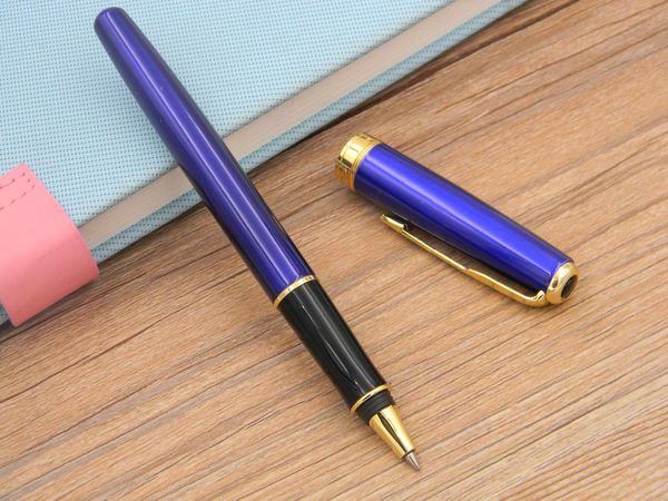 bureau métal flèche clip bleu peinture garniture dorée stylos à bille roulante