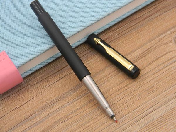 3pc cadeau d'écriture noir mat avec stylo à bille roulante garniture dorée