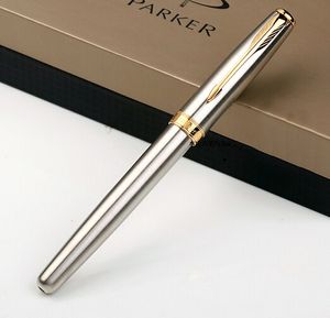 Rollerball Pen Silver Golden Clip bolígrafos Escritura de oficina de alta calidad Suministros de papelería Envío gratis promoción roller ball pen