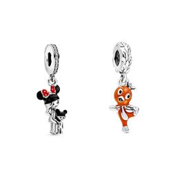 Parks Epcot Bloemtuin Little Florida Orange Bird Charm Mother and Child Charms 925 Sterling Silver Fit Pendant Necklace Brac9535241