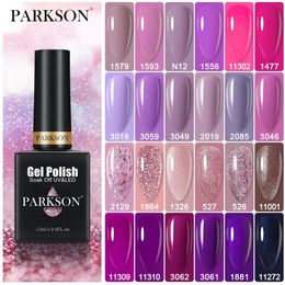 Parkson Purple Series Gel Gel Nail Nail Policio de 12 ml de larga duración para el arte de manicura Sumergente Botella de vidrio de barniz lacas de brillo 240425