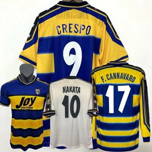 Parmas Retro Classic 1998 1999 2000 2002 2003 Jersey de football Nakata F.Cannavaro Crespo 98/99/20 Sports de sport de football