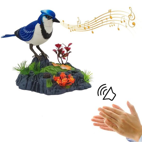 Accesorios para loros Control musical Juguete eléctrico Urraca Mascota Hablando Modelo electrónico Pájaro Adorno para el hogar Habitación Simulación de voz 240318 Tghtg