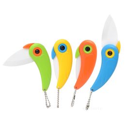 Perroquet oiseau couteau en céramique poche pliant oiseaux couteau fruits couteaux à éplucher céramique avec ABS coloré poignée cuisine outils ZC794