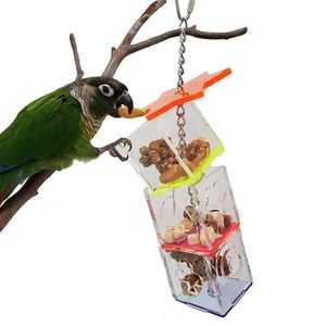 Perroquet oiseau alimentation jouet ennui Buster boîte de fourrage suspendu traiter jouets de recherche de nourriture acrylique distributeur de nourriture oiseaux fournitures C42 231225
