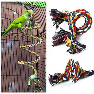 Papegaai touw opknoping gevlochten budgie kauw touw toppers vogel kooi cockatiel speelgoed huisdier stand training accessoires conure swing supplies