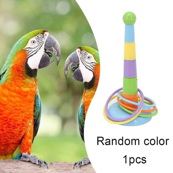 PARROT TRACHING RINGS Toy Set Plastic Intelligence Toy Creative Hauteur Réglable Réglable Tank Pet Birds Ferrule Game Supplies