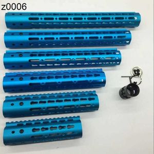 Partie 79101215 pouces Ultra Light Slim Slim Blue Keymod KeyMod Free Floating Hand Gard Système de montage de rail avec noix de canon en acier RR