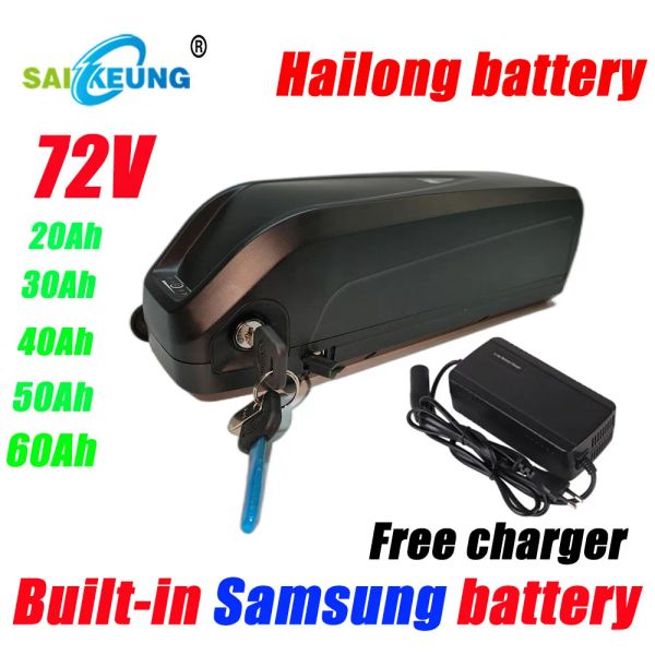 Pièce Batterie de vélo électrique rechargeable 72V 20 30AH 40 50AH 60AH HAILONG 3000W 18650 Batterie Pack Scooter Electric Scooter Batterie