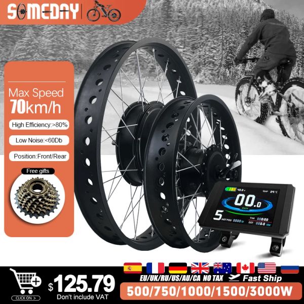 Partie un jour kit de vélo électrique de pneu gras 1000W 1500W 3000W MOTEUR DE MOLÈTRE DE RELAGE ARRIÈRE 20 26 pouces 170 mm 190 mm pour le kit de conversion de l'évitement des neiges