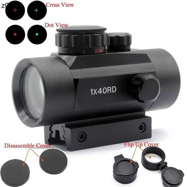 Partie Tactical Holographic 1x40 Porce de vue Dotcross Green Red View Riflescope Hunting with 11 20 mm Rail Mount RR