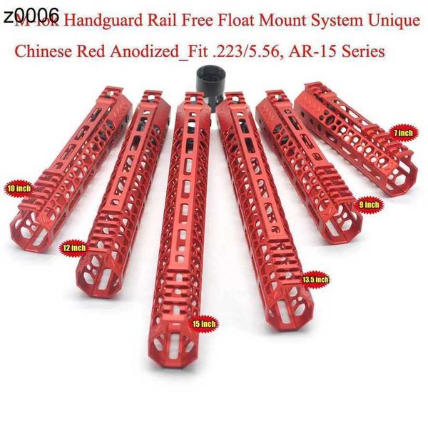 Partie UNIQUE ULTRALIGHT 79101213.515 pouces Mlok Hand Guard Rail Fil Float Mount System_Chinese Red Anodisé Rr