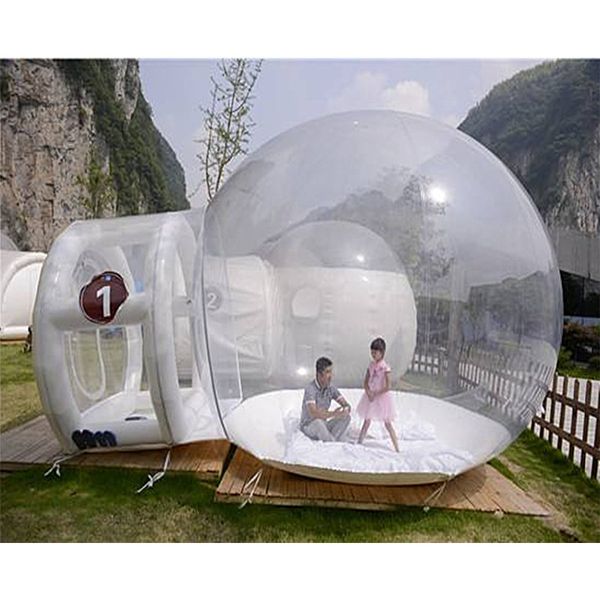 Fiestas carpas para campamento Casa de burbujas inflable carpa con globos parques viajes luz flotada en la superficie del agua formas de bolas carpa transparente de plástico blanco belleza ba03 F23