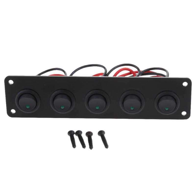 Części 12-24V 5 Gang Round Dash Rocker przełącznik panel przełącznika niebieska/czerwona/zielona dioda LED dla jachtu jachtu morskiego ETC IP67 Waterproof