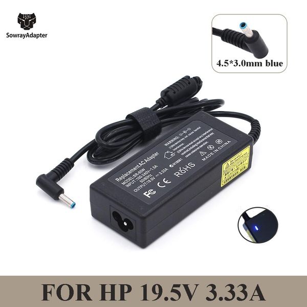 Parties 19.5V 3.33A 4,5 * 3,0 mm Astuce bleue 65W CHARGEUR ADAPTER POWER ACTOP AC pour HP Chromebook 11 G4 EE, 11 G5, 11 G5 EE, 14 G3 246 G4 248