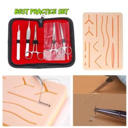 Pièces 25 pièces Kit de formation de Suture chirurgicale peau utiliser modèle de pratique de Suture coussin de formation aiguille ciseaux trousse à outils enseignement médical