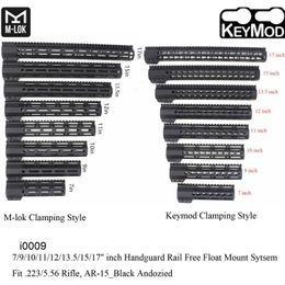 Parties 7/9/10/11/12/13.5/15/17 pouces KeyMod / M-LOK Style de serrage Hand Guard Guard Picatinny Mount System_Black Anodisé