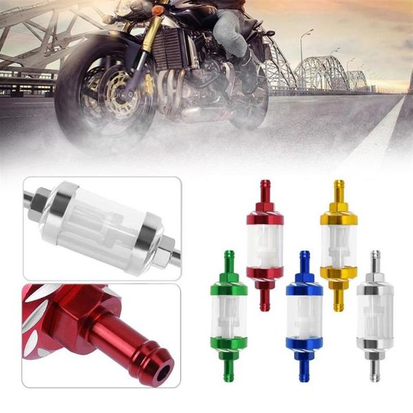 Pièces 8mm 5 couleurs CNC en alliage d'aluminium verre Moto gaz carburant essence filtre à huile Moto accessoires pour ATV Dirt Pit Bike Motocros257K