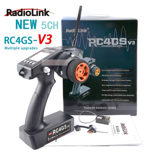 Accesorios de piezas RadioLink RC4GS V3 24G 4CH 5CH 7CH 400M Distancia Control remoto Transmisor R6Fg Gyro Receptor interior para RC Car Boat V4V5 230713