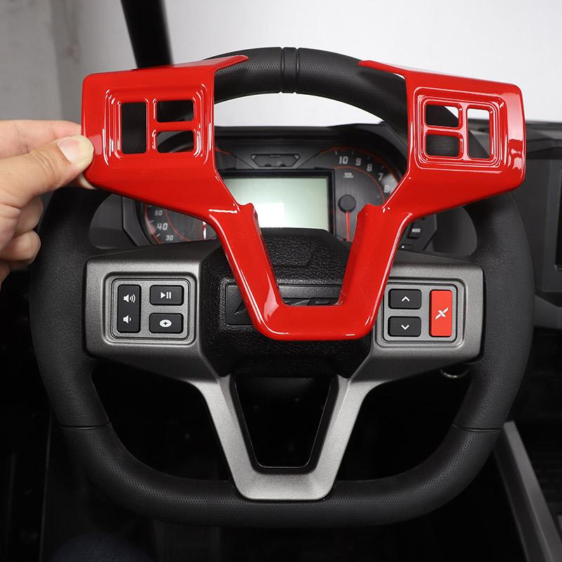 Parts ATV For Polaris RZR PRO XP UTV 2022 Car Styling ABS Silver/Red Steering Wheel Panel Cover Trim Sticker AccessoriesATV