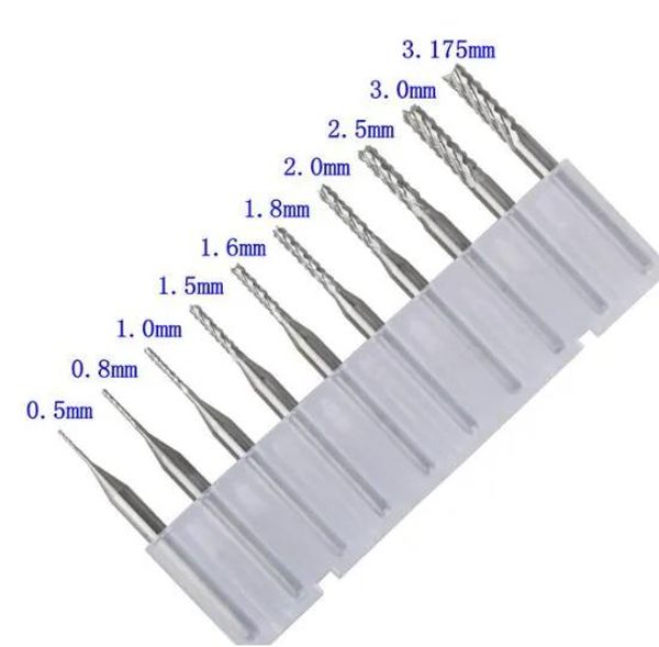 Pièces flambant neuves 10 pièces outils en carbure de PCB 0.53.175mm, mèches de coupe CNC, Kit de fraises