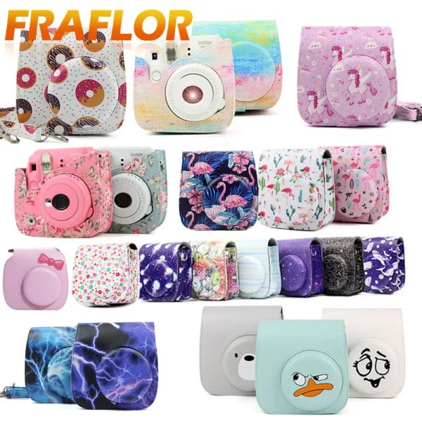 Pièces pour caméra Polaroid Fuji Fujifilm Instax Mini 8/8 + / 9 Caméra en cuir PU Retro PU avec sac de couverture de couverture de boîtier du sac de sangle Protecteur