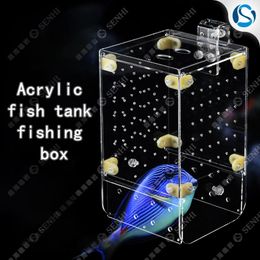 Pièces pour aquarium d'eau douce, boîte de pêche en acrylique, piège, boîte d'isolation pour aquarium, boîte de capture de poisson