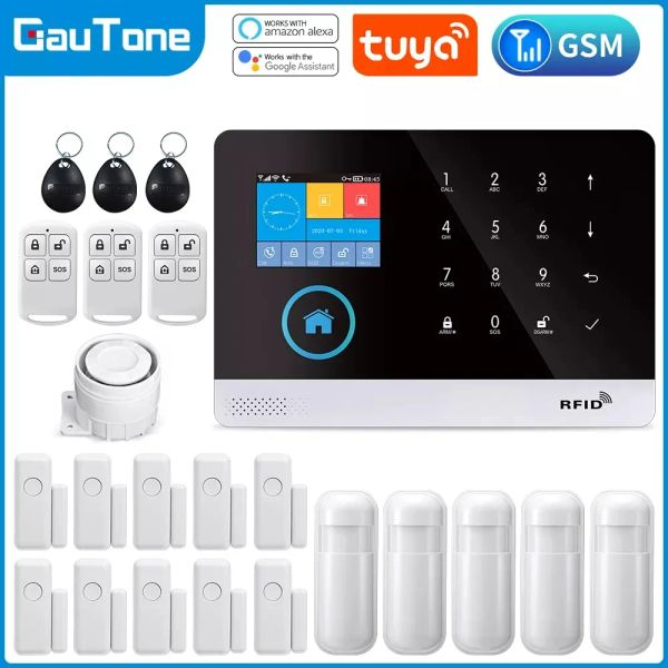 Pièces Gautone PG103 Système d'alarme pour la sécurité des cambrioleurs à domicile 433MHz Wifi GSM Alarm Wireless Tuya Smart House Contrôle de l'application