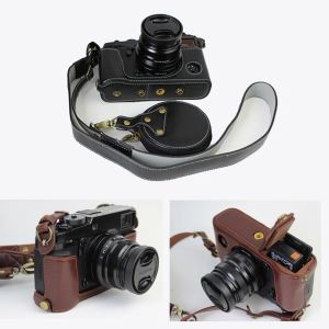 Onderdelen Echte lederen camera Halve tas Shell voor Fujifilm XPro2 XPro II XPro3 Camerakleep Schouderband en mini -hoes