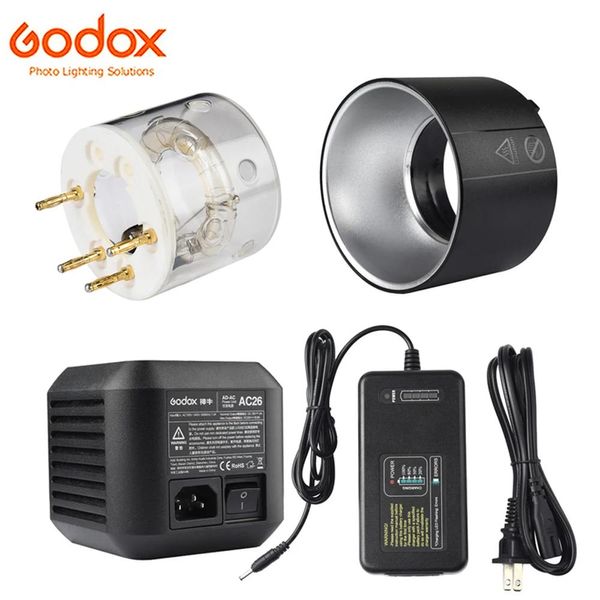 Pièces Godox Tube Flash de rechange d'origine 600w/réflecteur Standard Adr9/chargeur de batterie c26/adaptateur secteur ac26 pour Witstro Ad600pro