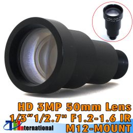 Pièces HD 3MP 50 mm CCTV Lens 6.7 degrés 1/3 "1 / 2,7" M12 CCTV MTV Board IR LENS POUR HD IP 3MP / 4MP / 5MP CAME DE SÉCURIT