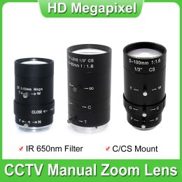 Onderdelen HD megapixel 550/660/5100 mm Varifocale CS Mount Manual Zoom CCTV -lens met IR 650 nm fiter voor CCTV -beveiligingsdoos IP -camera