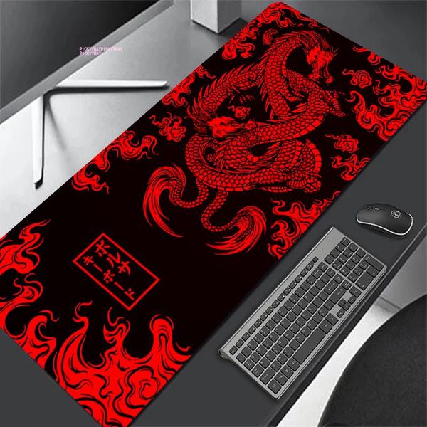 Parts Japanses Style Dragon 80x30cm Xl Lockedge grand tapis de souris de jeu antidérapant ordinateur Gamer tapis de souris bureau tapis de souris pour Pc bureau Pad