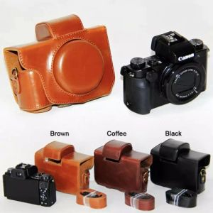 Sac en cuir en cuir pour canon PowerShot G5 X G5x Couvre protable de protection avec sangle de sangle