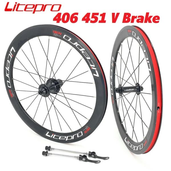 Pièces litepro 451 406 Vset de roues de frein à pliage de vélo avant arrière 74 mm 100 mm 130 mm moyeu de roulement à double mur à double paroi 8 9 10 11 vitesses