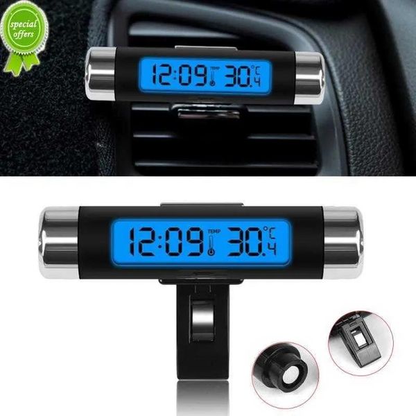 Pièces nouveau thermomètre de sortie d'air de voiture horloge électronique temps thermomètre à affichage numérique Led avec accessoires de voiture lumineux arrière