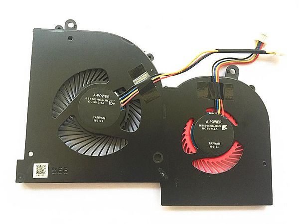 Piezas Ventilador de enfriamiento GPU de CPU de la computadora portátil para la computadora portátil para MSI GS65VR GS65 STEALTH 8SE 8SF 8SG TINT 8RF 8RE MS16Q2 16Q2CPUCW 16Q2GPUCW