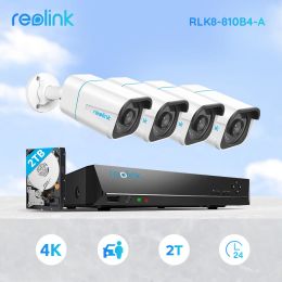 Partes REOLINK Smart 4K Security Camera System POE 24/7 Grabación de 2tb HDD Detección de Video 8MP Registrador RLK8810B4A