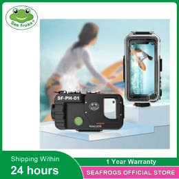 Onderdelen Seafrogs Universele Bluetooth Mobiele Telefoon Behuizing Case Box Onderwater 40m Fotografie voor Iphone Huawei Samsung Xiaomi Smartphone