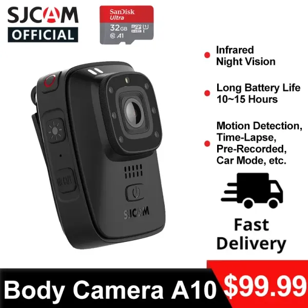 Partes SJCAM Camera de cuerpo A10 Wifi Gyro Estabilización Infrarroja Visión de seguridad de seguridad IP65 Camas