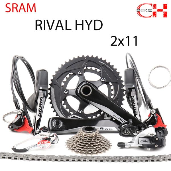 Parts SRAM Rival Hyd 2x11 22 22 VILLE RADE ROAD BIED HYDRAULIC DISC FREAT DERYAUR Groupset 50x34T 170mm 2piston Bicycle Shifter Kit