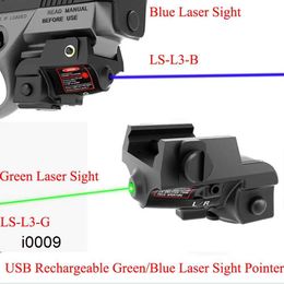 Piezas Tácticas Recargables Blue/Green Laser Sight Mini láser Dot Alcance LS-L3 Hunting Láser