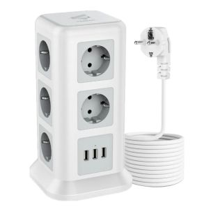 Pièces Tessan Tower Power Strip Vertical Eu KR Plug Multitap Prises avec ports USB 2M Extension Câble multi-sockets Chargeur pour la maison