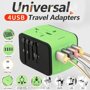 Partes Adaptador de viaje universal Allinone Travel Carger con 4 puertos USB y 2 cargadores de pared tipo C para USA EU UK AU Cell Telepapsp